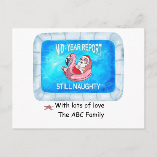 Kerstman in het zwembad in juli feestdagenkaart (Voorkant)