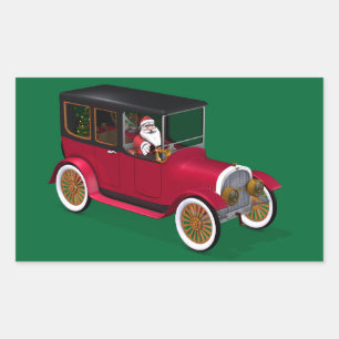 Kerstman in Hot Rod Rechthoekige Sticker