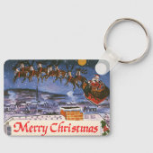 Kerstman in kerkslede op kerstavond sleutelhanger (Voorkant)