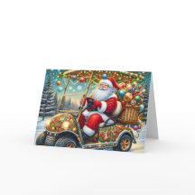 Kerstman in kerst golfkar kerstkaart