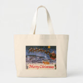 Kerstman in kerstslede van vroeger grote tote bag (Voorkant)
