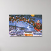 Kerstman in kerstslede vliegend canvas afdruk (Voorkant)