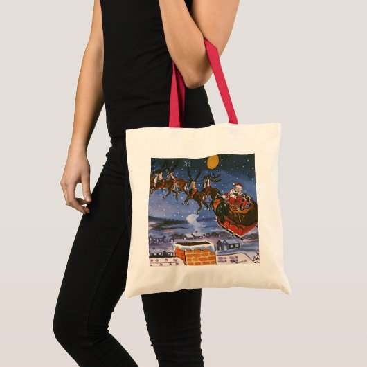 Kerstman in kerstslede vliegend tote bag (Voorkant (product))