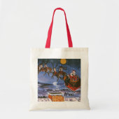 Kerstman in kerstslede vliegend tote bag (Voorkant)