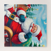 🎅 Kerstman in knusse slee Kerstvreugde Legpuzzel (Horizontaal)