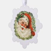  Kerstman in krans papier Ornament Kaart (Links)