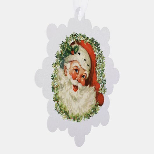  Kerstman in krans papier Ornament Kaart (Rechts)