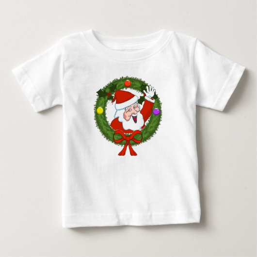 Kerstman in krans peuter ruches jurk (Voorkant)