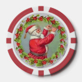  kerstman in krans uw kerstgroet poker chips (Voorkant)