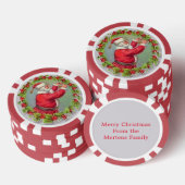  kerstman in krans uw kerstgroet poker chips (Opstapeling)