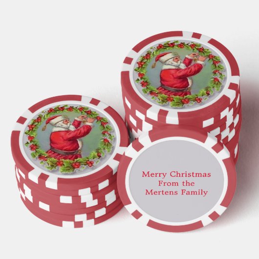 kerstman in krans uw kerstgroet poker chips (Opstapeling)