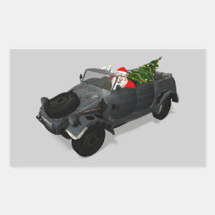 Kerstman in Kuebelwagen Rechthoekige Sticker