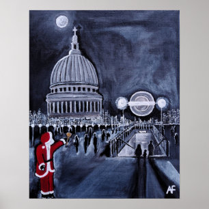 Kerstman in Londen Schilderij van Alfred Fox Poster