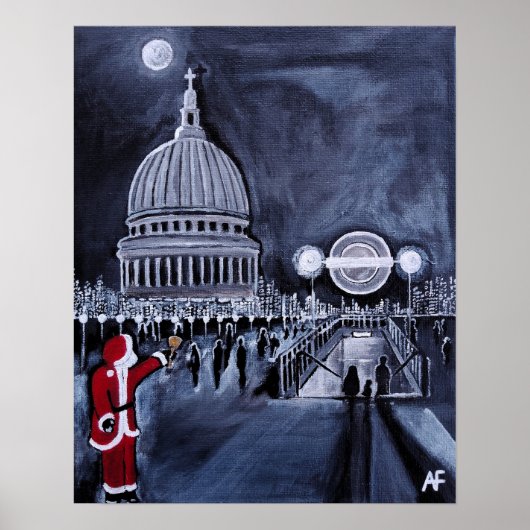 Kerstman in Londen Schilderij van Alfred Fox Poster (Voorkant)