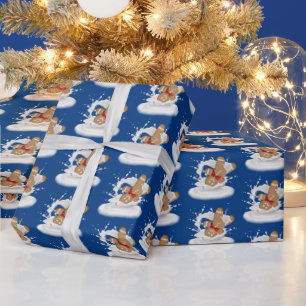 kerstman in Melkspin Cadeaupapier