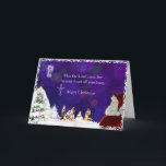Kerstman in Nativiteit Feestdagen Kaart<br><div class="desc">De kerstman kijkt naar de Nativiteitsscène. Unieke combinaties van de traditionele nativiteit en een kerstscène met Kerstman en kerstboom.</div>