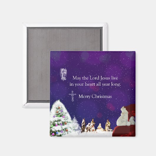 Kerstman in Nativiteit Magneet (Voorkant / Achterkant)