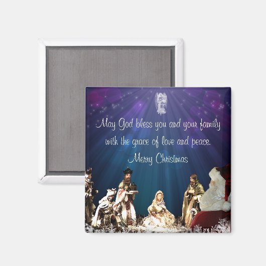 Kerstman in Nativiteit Magneet (Voorkant / Achterkant)