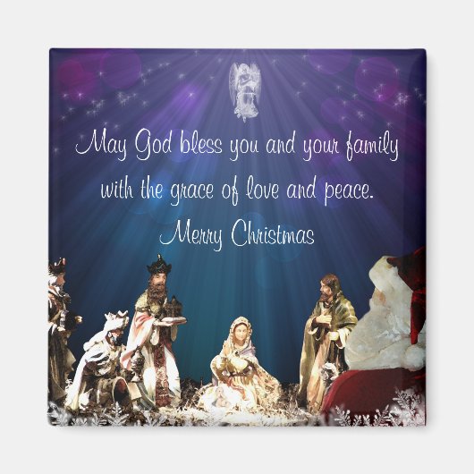 Kerstman in Nativiteit Magneet (Voorkant)