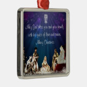 Kerstman in Nativiteit Metalen Ornament (Rechts)