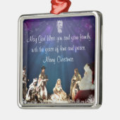 Kerstman in Nativiteit Metalen Ornament (Links)