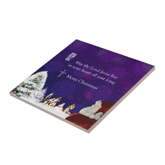 Kerstman in Nativiteit Tegeltje (Zijkant)