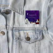 Kerstman in Nativiteit Vierkante Button 5,1 Cm (In situ)