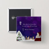 Kerstman in Nativiteit Vierkante Button 5,1 Cm (Voorkant /achterkant)