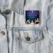 Kerstman in Nativiteit Vierkante Button 5,1 Cm (In situ)