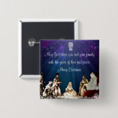 Kerstman in Nativiteit Vierkante Button 5,1 Cm (Voorkant /achterkant)