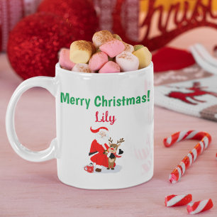 Kerstman in Noordpool met Rode Neus Rendier Koffiemok