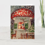 kerstman in paddenstoel feestdagen kaart<br><div class="desc">De  kerstman is in een paddenstoelenkaart.</div>
