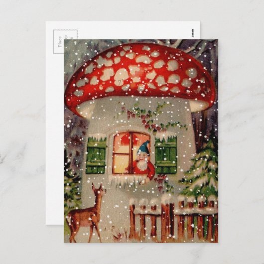  kerstman in paddenstoel feestdagenkaart (Voorkant / Achterkant)