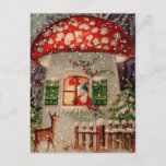 kerstman in paddenstoel feestdagenkaart<br><div class="desc">De  kerstman is in een paddenstoelenkaart.</div>