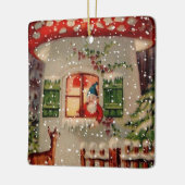  kerstman in paddenstoel keramisch ornament (Links)