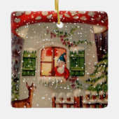  kerstman in paddenstoel keramisch ornament (Voorkant)