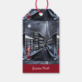 Kerstman in Parijs Schilderij van Alfred Fox Cadeaulabel (Voorkant)
