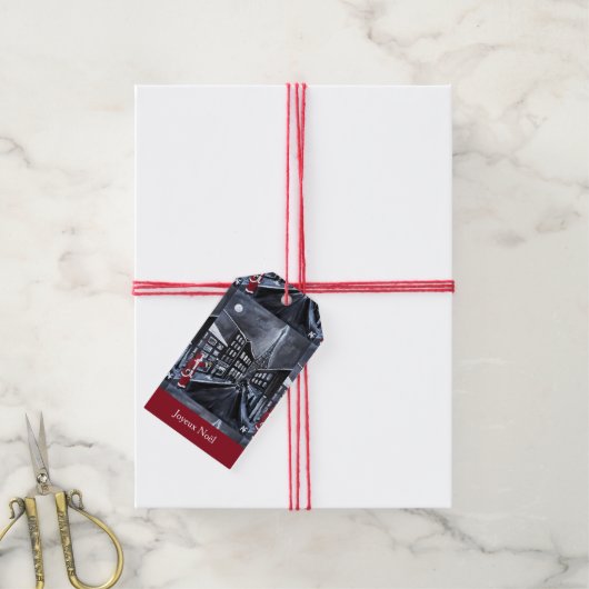 Kerstman in Parijs Schilderij van Alfred Fox Cadeaulabel (Met Touw)