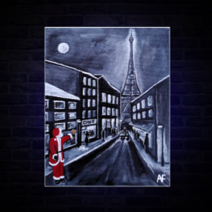 Kerstman in Parijs Schilderij van Alfred Fox Canvas Afdruk