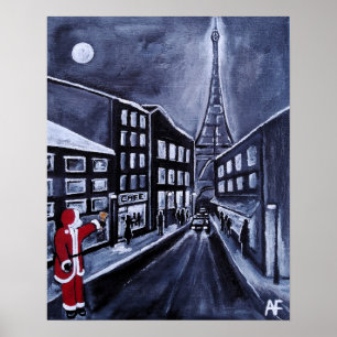 Kerstman in Parijs Schilderij van Alfred Fox Poster