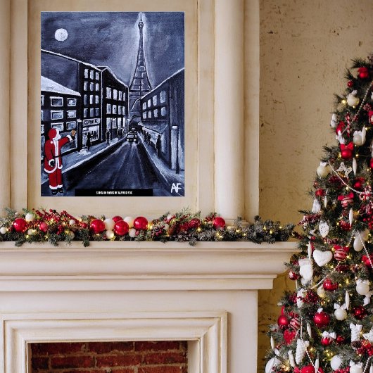 Kerstman in Parijs Schilderij van Alfred Fox Poster