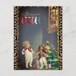 Kerstman in raam kinderen de nacht voor Kerstmis Briefkaart