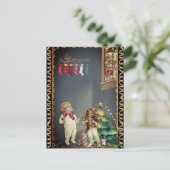 Kerstman in raam kinderen nacht voor Kerstmis Briefkaart (Staand voorkant)