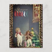 Kerstman in raam kinderen nacht voor Kerstmis Briefkaart (Voorkant)