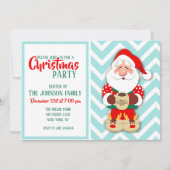 kerstman in rode pyjama met een mok kaart (Voorkant)