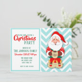 kerstman in rode pyjama met een mok kaart (Staand voorkant)