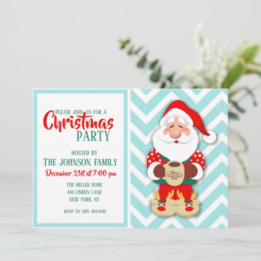 kerstman in rode pyjama met een mok         kaart (Staand voorkant)