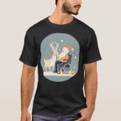 Kerstman in rolstoel kloppend rendier t-shirt (Voorkant)