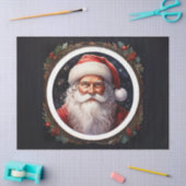 Kerstman in Ronde Lijst Decoupage Ambachtspapier Tissuepapier (Craft)