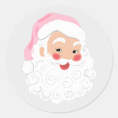 Kerstman in roze hoed Vintage Kerstmis Ronde Sticker (Voorkant)